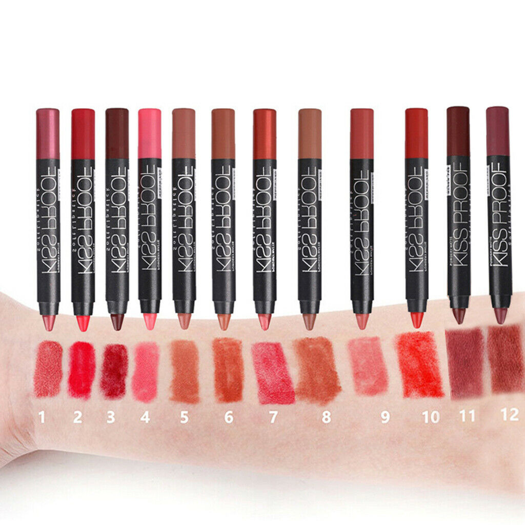 12 Colors Professional Lipstick Waterproof Blush Lip Stick Crayon Makeup Set