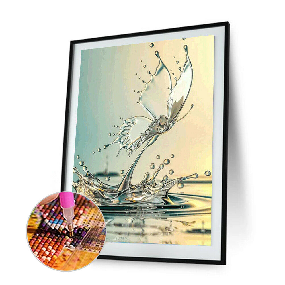 Full Drill Round Diamond Painting DIY Butterfly Droplet Mosaic Kit Picture Decor
