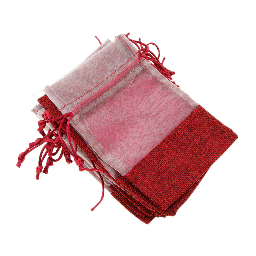 10 Pieces Cotton Linen Drawstring Bags Jewelry Pouches Bags Gift Bags