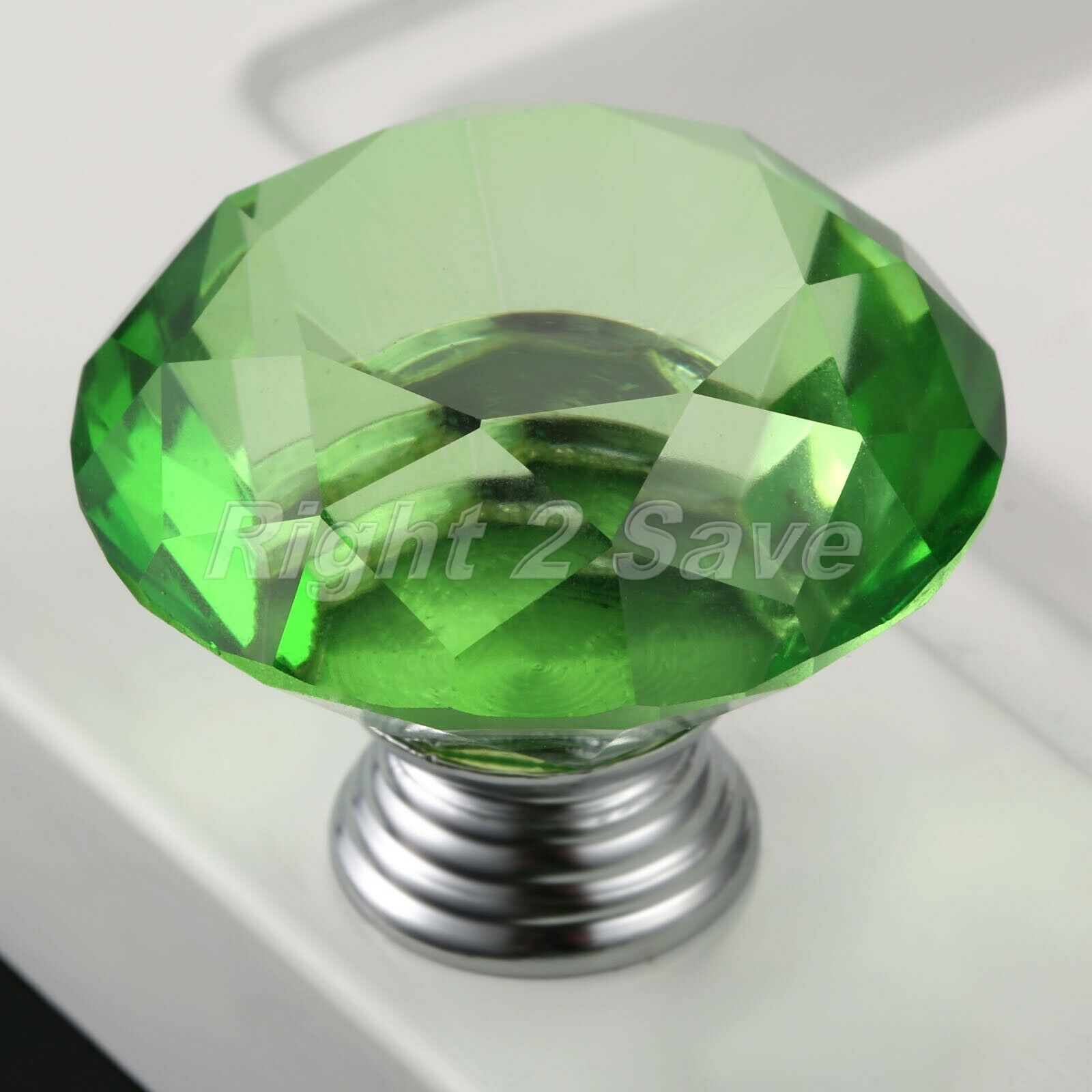 Green Knobs Crystal Glass 40mm Pull Handle Door Cupboard Drawer Cabinet 1PC