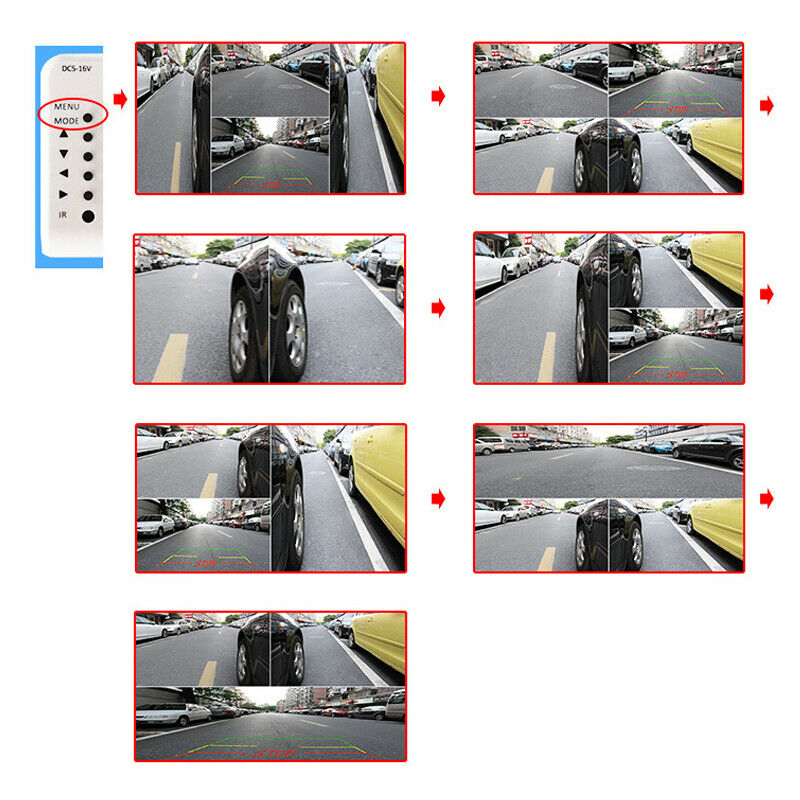 12V-24V Car Panoramic Driving 4-Way View Monitor Split-Screen Remote Control Box