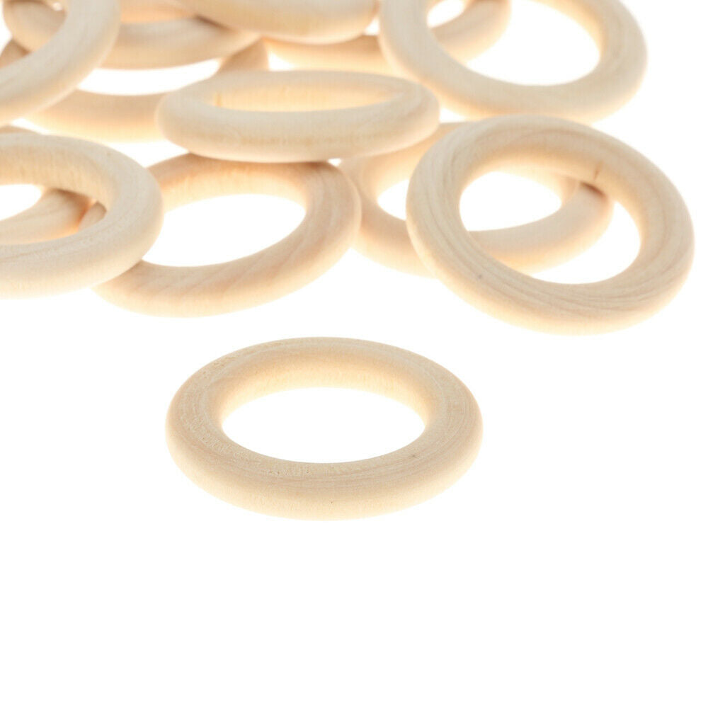 20pcs Unfinished Wooden Rings Loop Circle for DIY Craft Jewelry Making 3.5cm