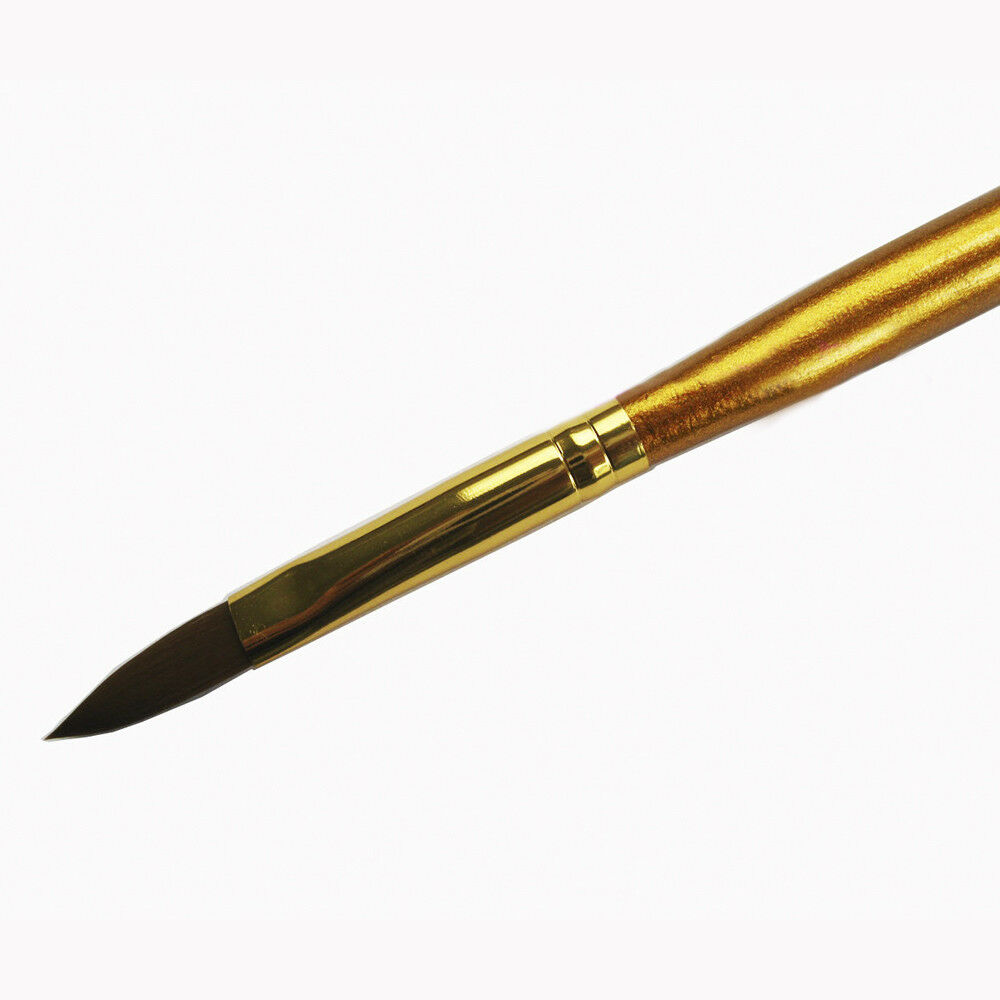 1X Professional Size 8 Acrylic Nail Sable Brush Pen Nail Art Builder Tips Golden