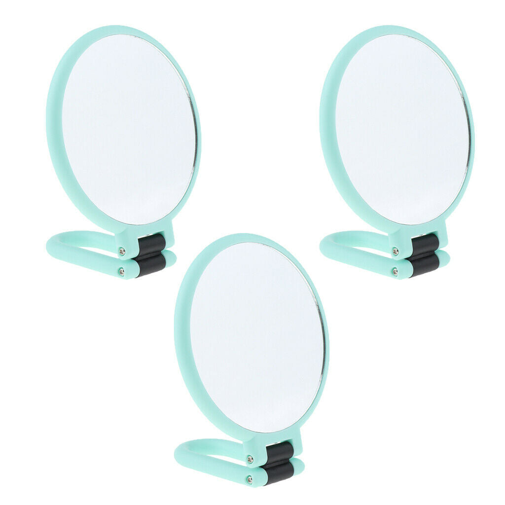 Set of 3 Handheld Double Sided Mirror- Folding Handle- Lightweight & Portable-