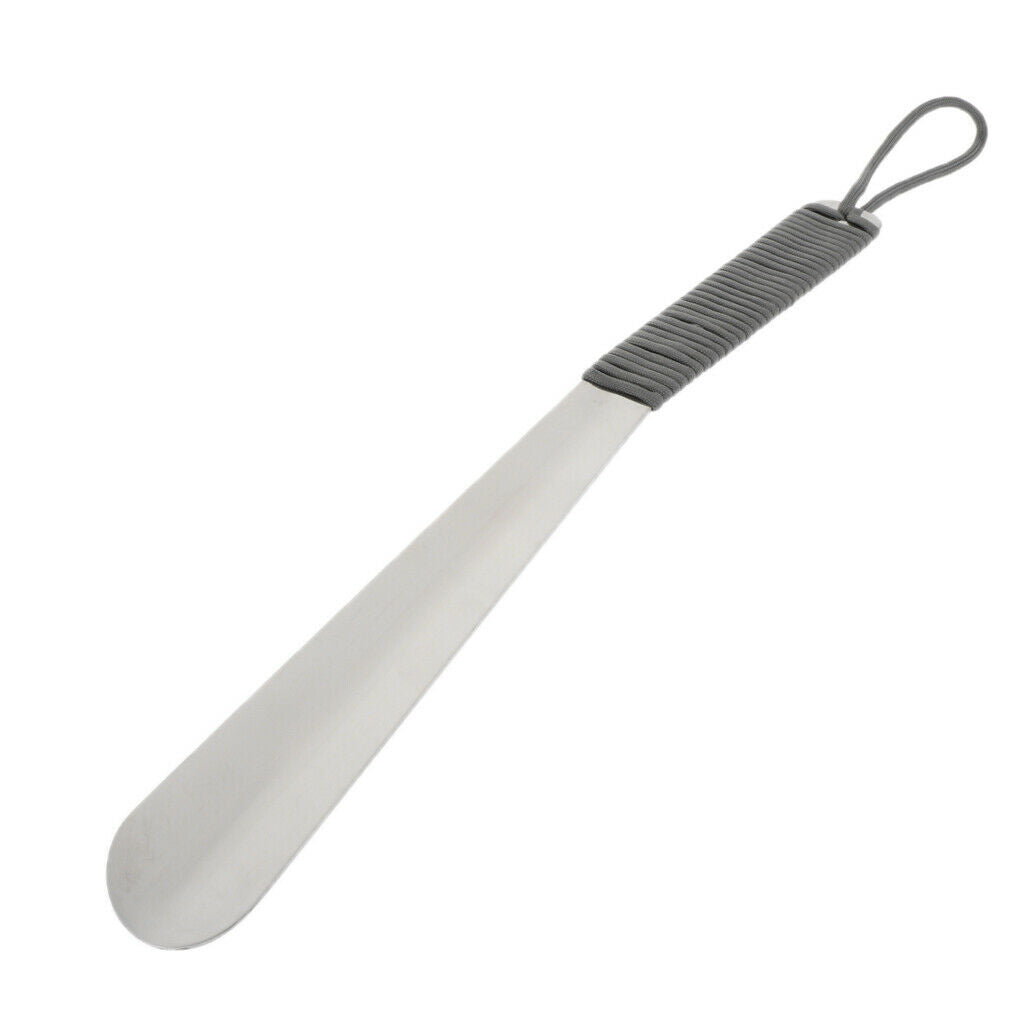 Stainless Steel Shoehorn with Paracord Long Handled Shoehorn Unisex Gray