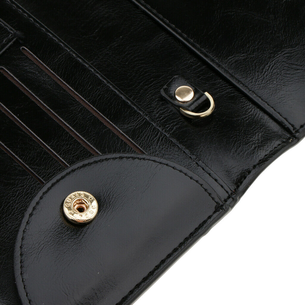 Women PU Leather Clutch Wallet Purse Evening Cross Body Handbag Black