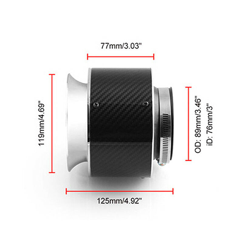 3" Inlet /5" Carbon Fiber Hi-Flow Air Filter For Cold Air/Short Ram Intake Solid