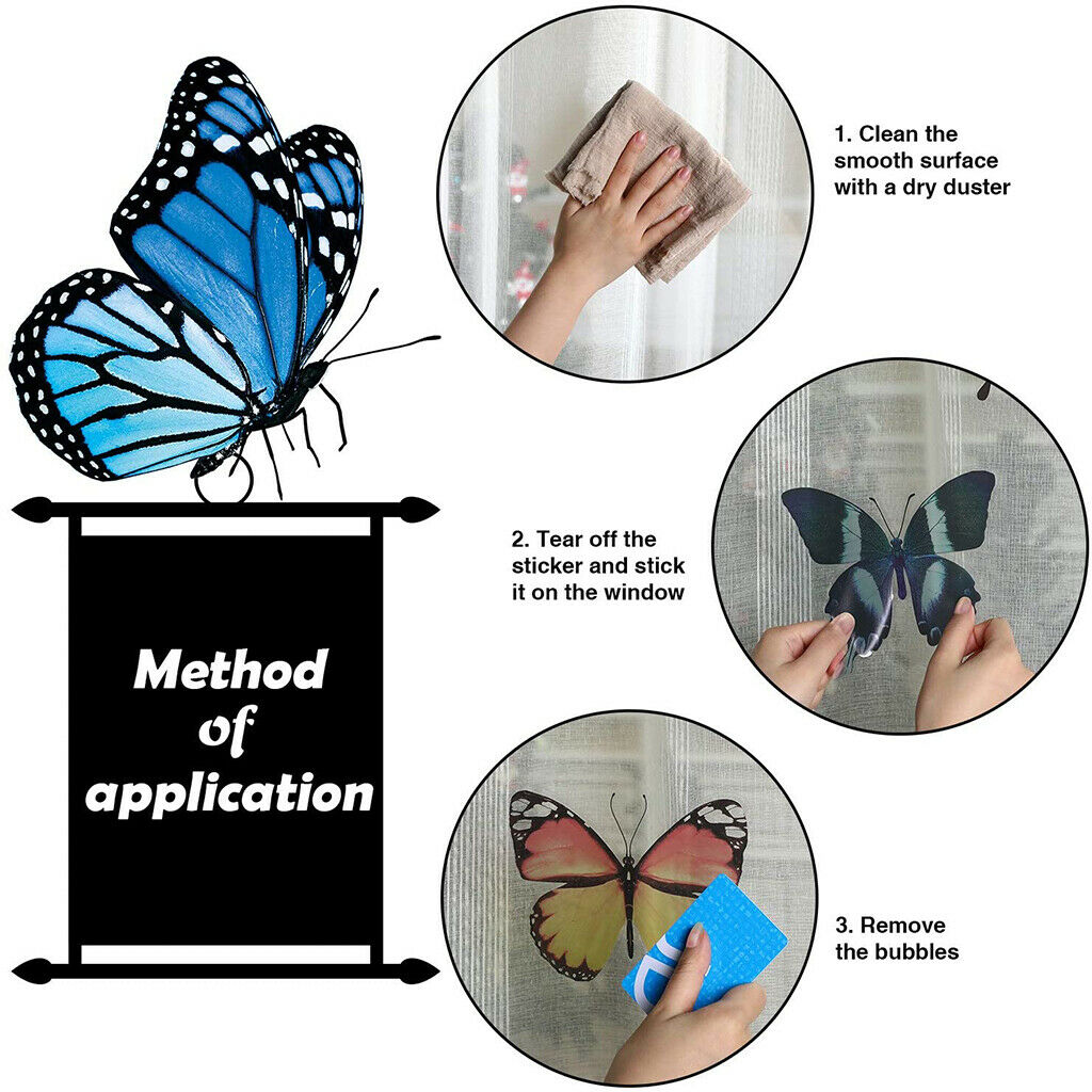 20Pcs Butterfly Window Clings Glass Window Decals Static Cling Home Decor