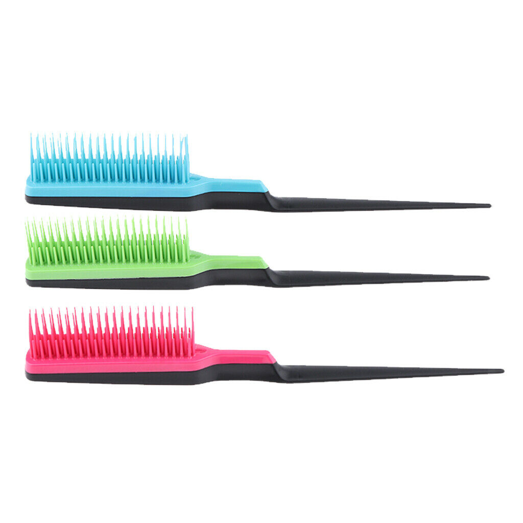 3x Pro Salon Plastic Hairdressing Styling Hair Extensions Brush Comb 25x14cm