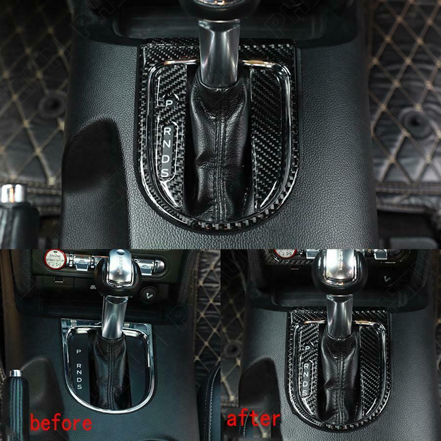 Black Carbon Fiber Look Interior Gear Shift  Panel Trim For 2015-19 Ford Mustang