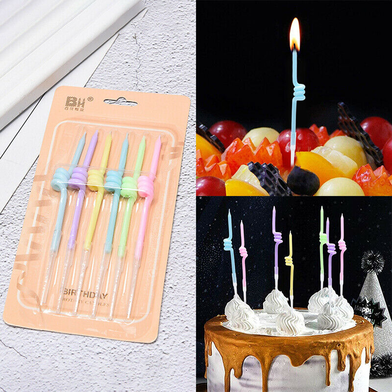 Birthday Candle Curve Spiral Thread Candle Rainbow Color Cake Decorati.l8