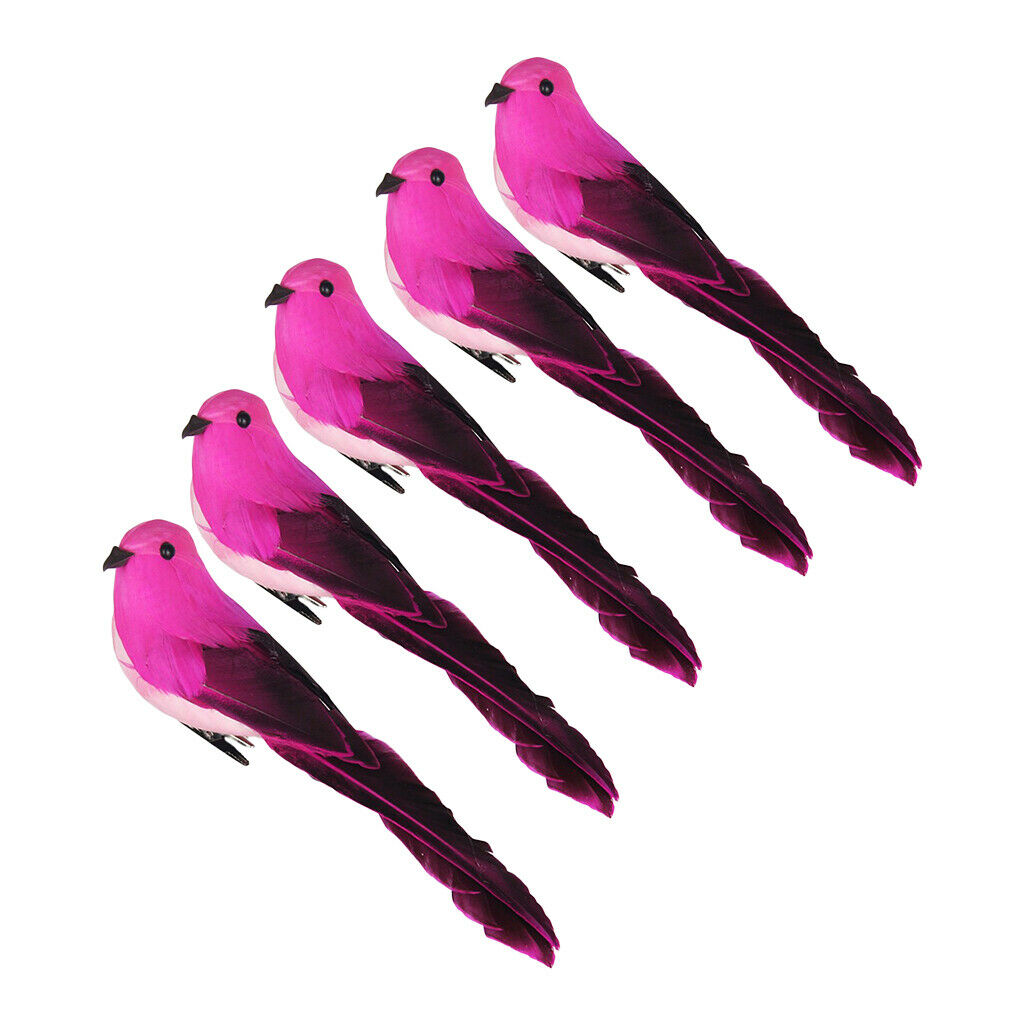5Pcs Artificial Foam Birds, Clip on Feathered Bird Ornaments, DIY Craft for Home