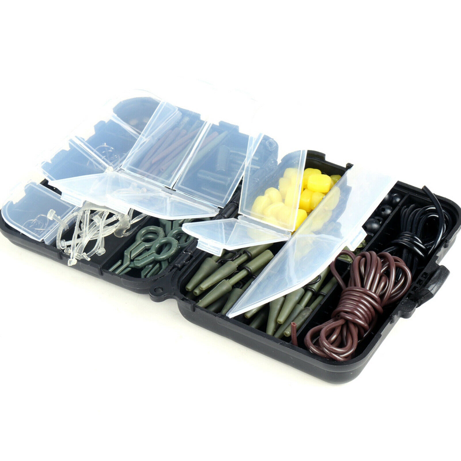 225pcs Portable Fishing Tackle Box Carp Weights Lures Baits Safety Hooks