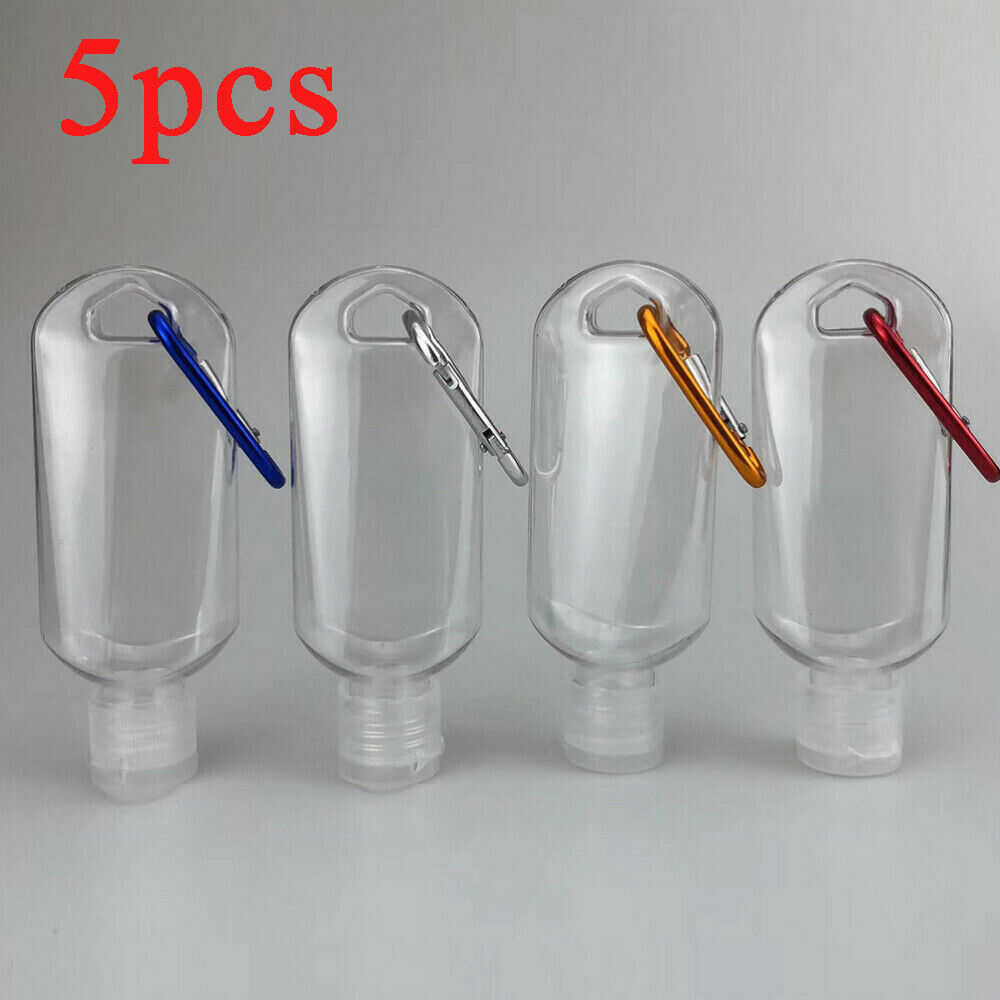 5X Refillable Empty Plastic Bottle With Key Ring Travel Sanitizer Bottle 50ml