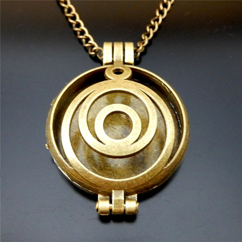 2-pack Retro Bronze Hollowed Circles Locket Diffusion Necklace Pendant 27 inch