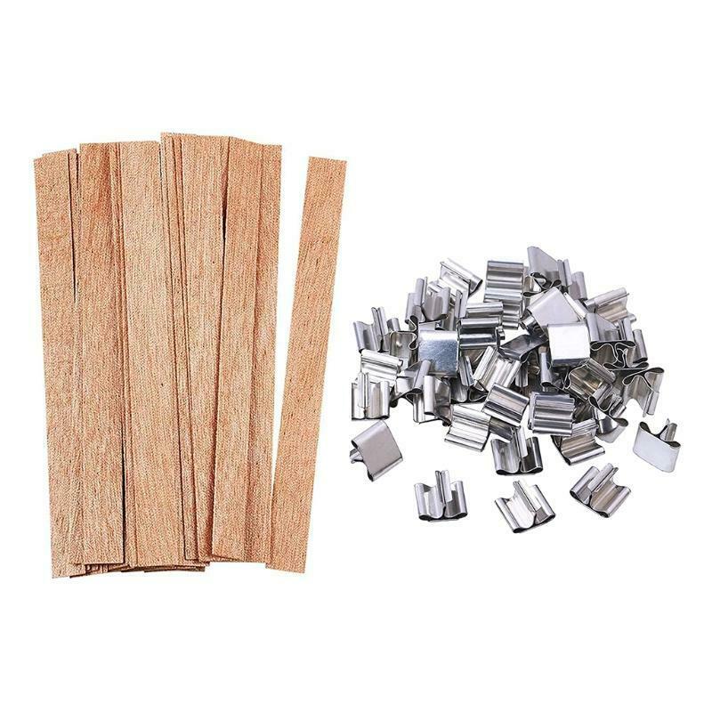 Wooden Candle Wicks with Metal Stand for Candle Making DIY Crafts Wood Wicks