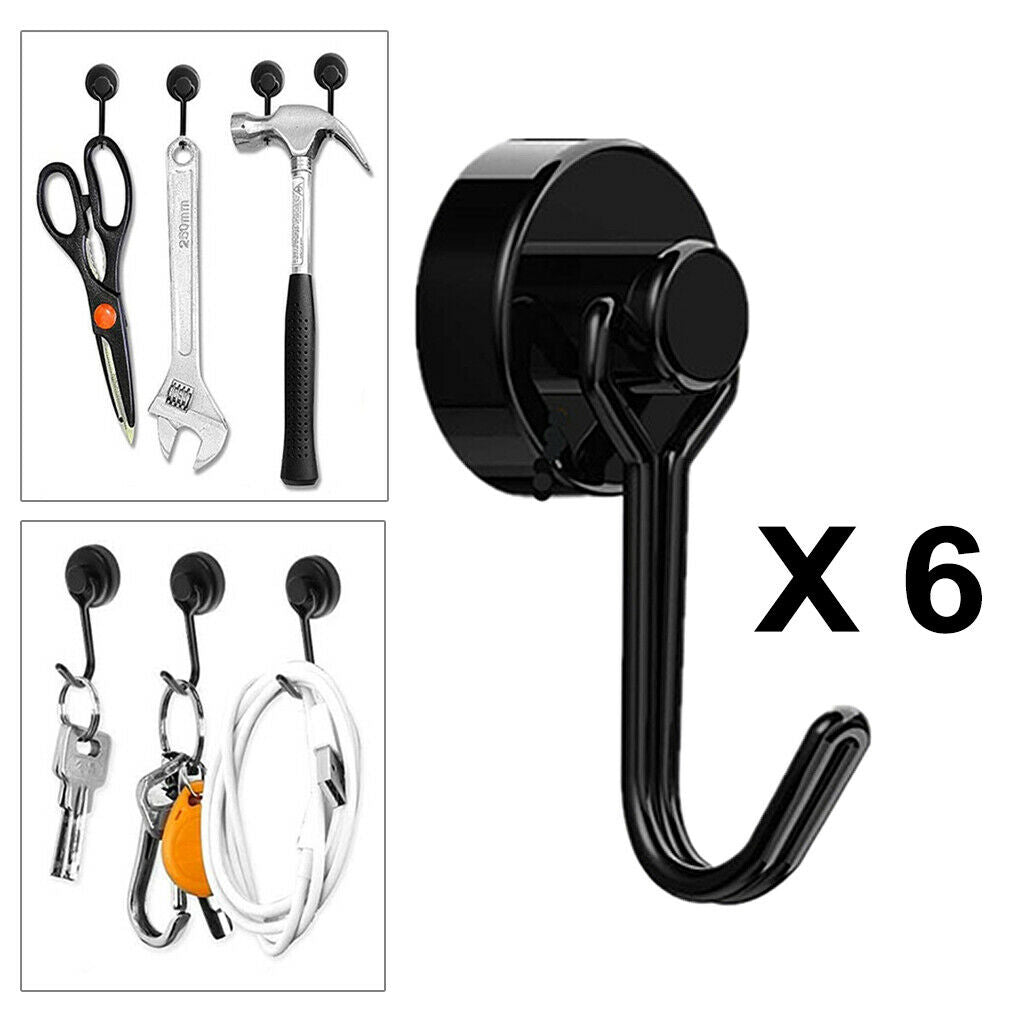 6PCS Magnetic Magnet Hooks Home Kitchen Fridge Key Tool Holder Garage Office