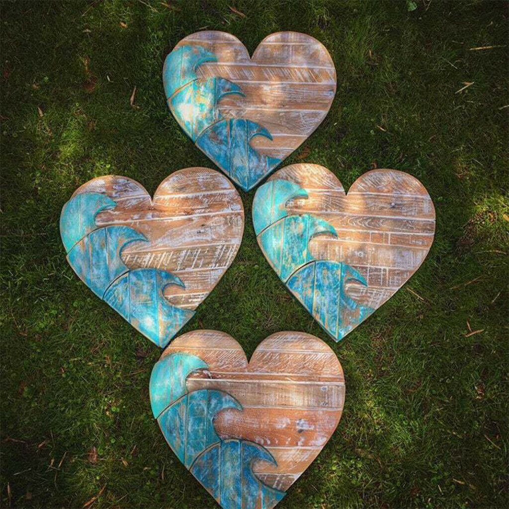 1pc Nordic Style Wooden Heart Shape Hanging Pendant 40x40cm Home Decor