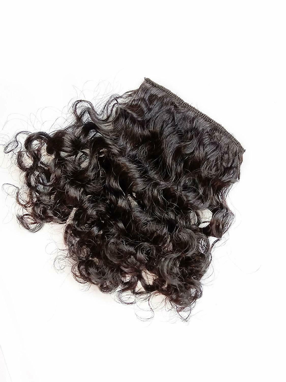 Natural Curly Front Fringe Bangs 100% Human Hair Clip on/in Hairpiece Extensions