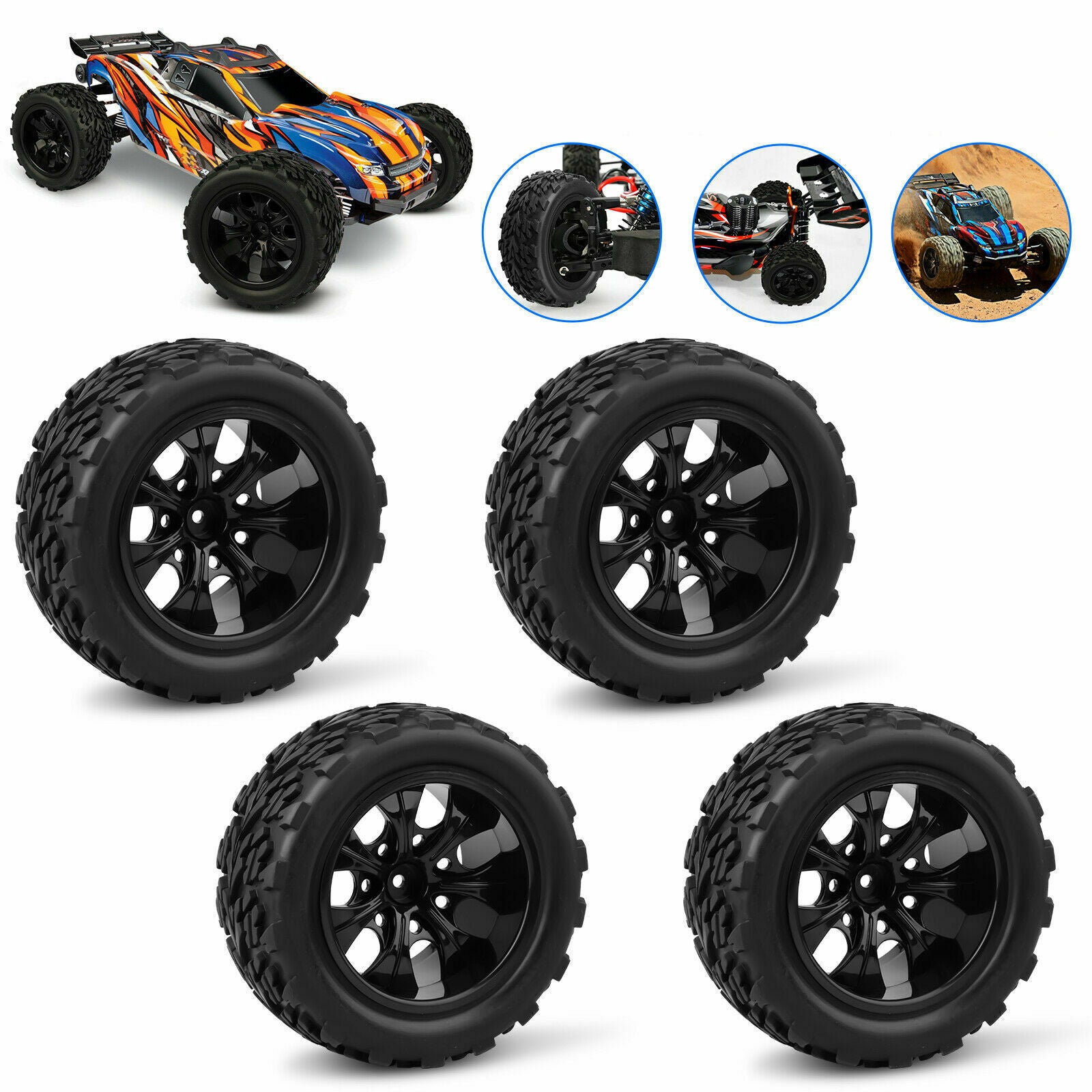 4pcs/Set Tires and Wheel Rims 12mm Hex Hub Foam Inserts For 1:10 RC Off Road Car