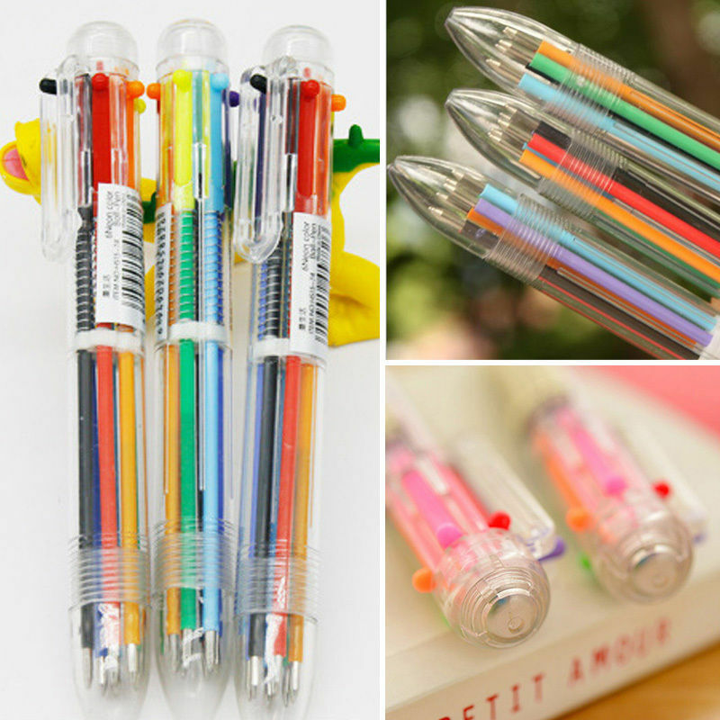 6 in 1 Novelty Colorful Ballpoint Pen Novel Office School Student Teacher Supply