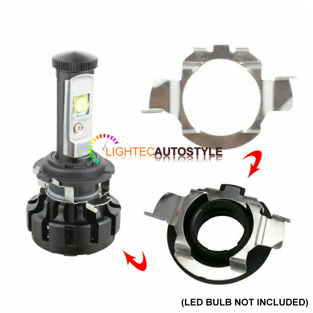 2 H7 LED ADAPTER HOLDER RETAINER HEADLIGHT BULB MERCEDES FORD AUDI VW TWIST CLIP