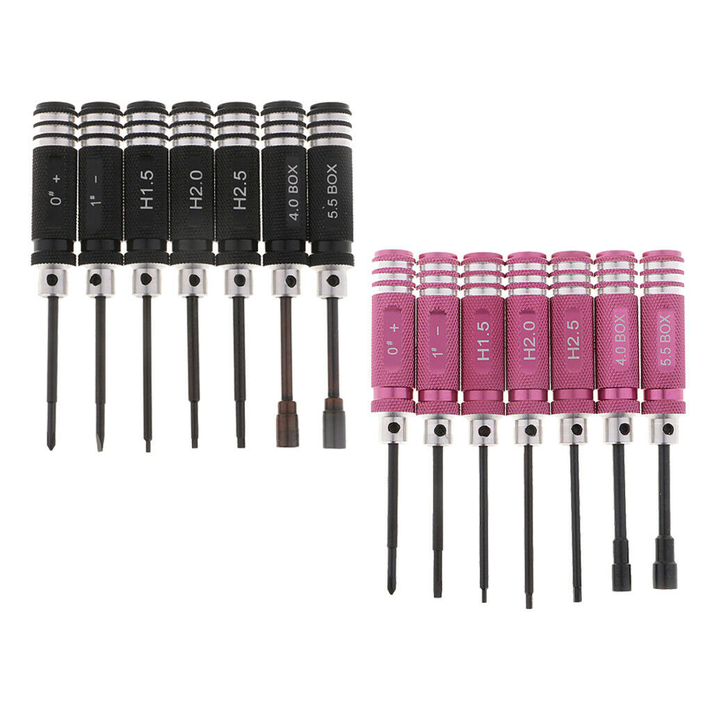 7x Hexagon Screwdriver Tool Wrench Sleeve/Flat Heat/Cross for RC Plane Red
