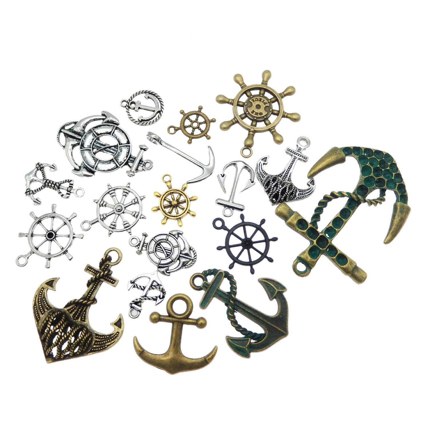 Random Alloy Anchors Mixed Kinds Pendants Charms Findings (approx.15-20 pcs)