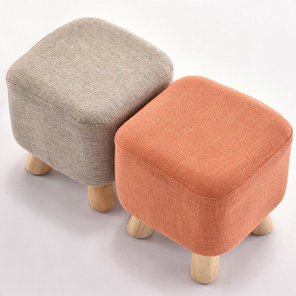 2Pcs Furniture Protective Sleeve - Ottoman Foot Stool Cover, Linen