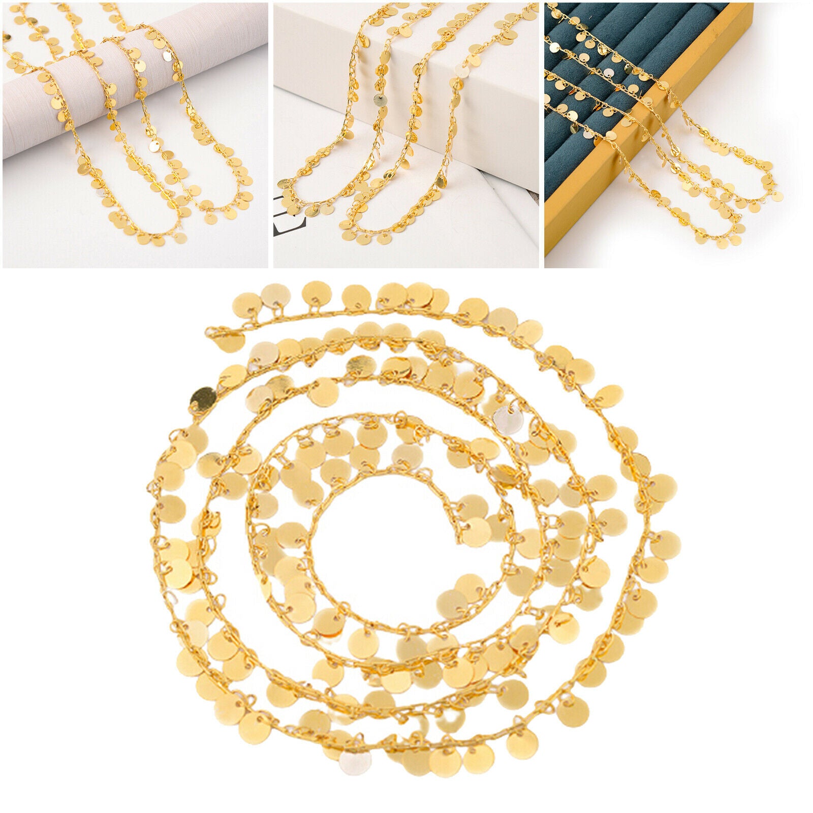 Brass Coin Link Chain Charms Pendants Circle Disc Beads for Jewelry Making Women
