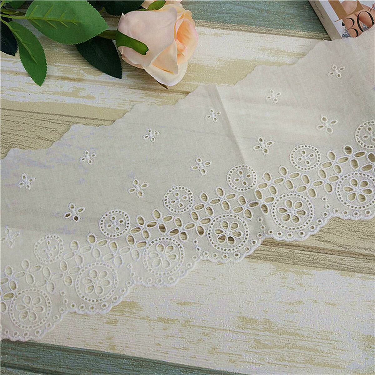 Hollow Lace Trim Cotton Fabric Ribbon Clothing Embroidery Fringe DIY Wedding Art