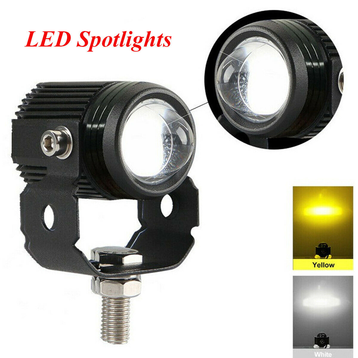 2 x Shockproof Low&High Beam Lens Headlights Fog Lights For Bicycles Motorcycles