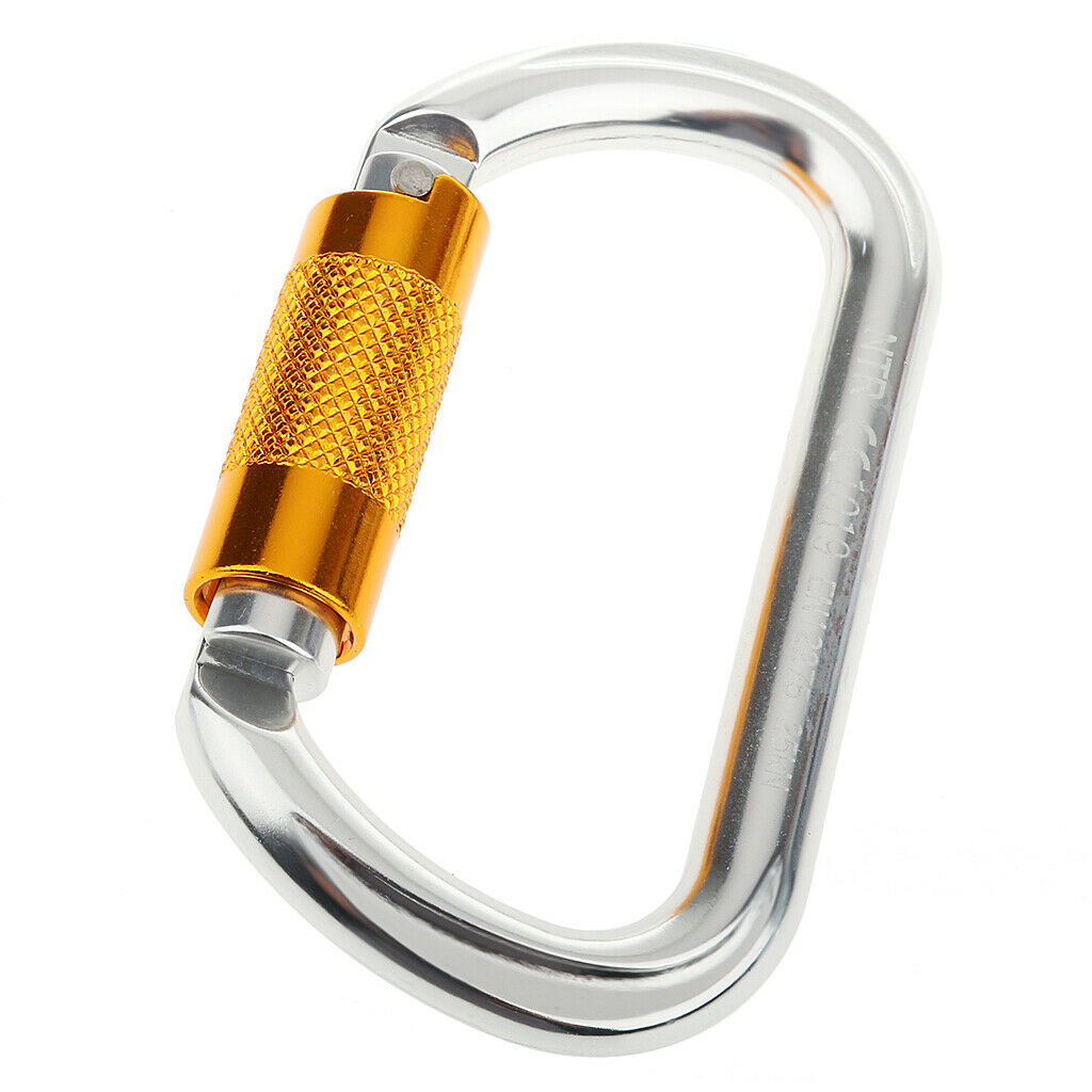 25KN Rock Climbing Tree Carving D Shape Auto Locking Carabiner Equipment