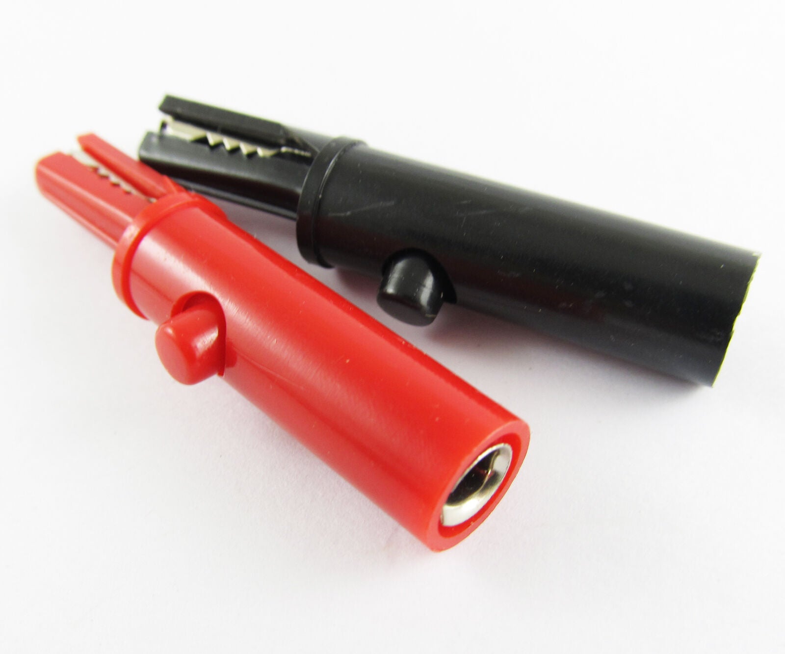 2pcs Test Probe Crocodile Alligator Clip to 4mm Banana Jack with Push Button