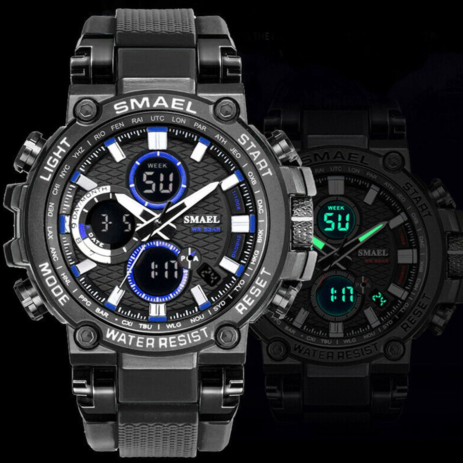 Men Sports Military Digital Calendar Analog Quartz StopWatch Shock Proof
