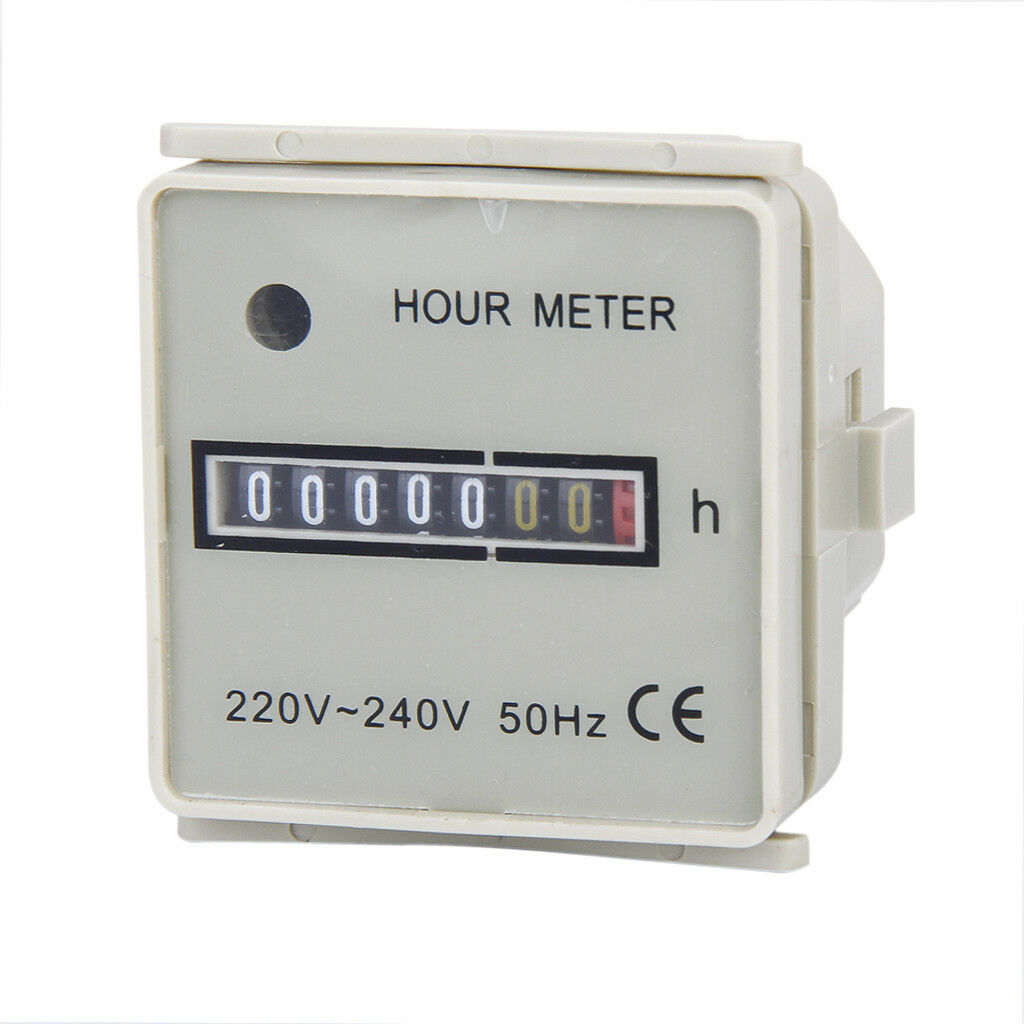 0-99999.9 Hour Meter 220-240V 50Hz AC - Square Digital Gauge - 0.3 Watts