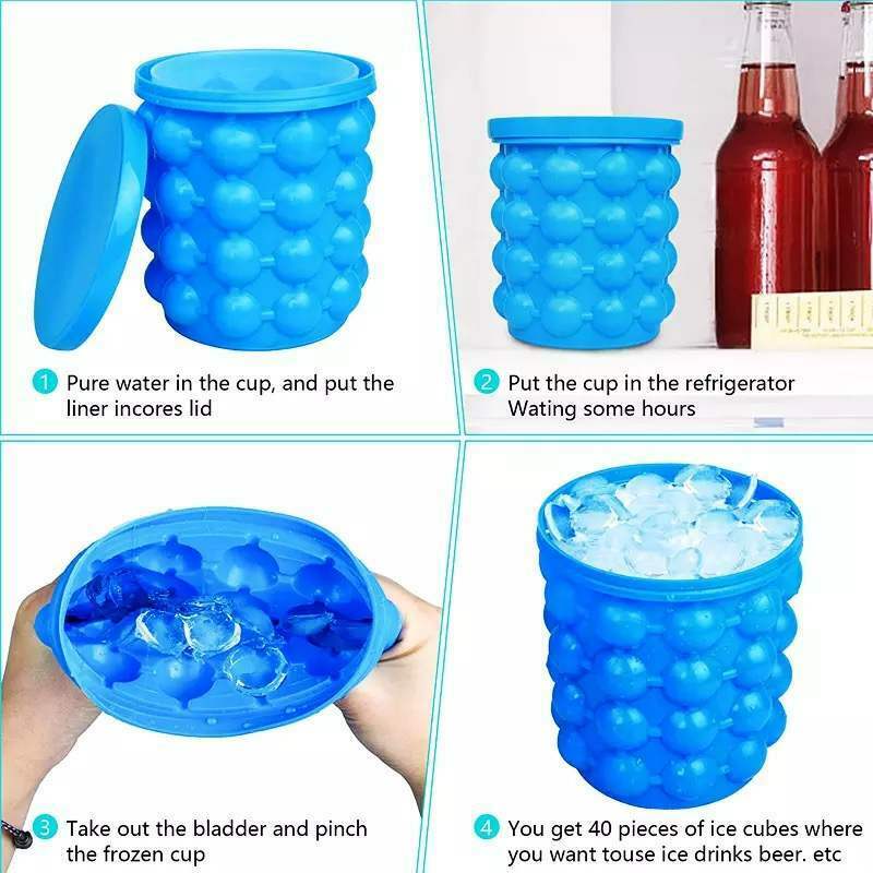 Summer Ice Cube Maker Genie Silicone Wine Ice Bucket Big Ice Cube Tray Mold Cup