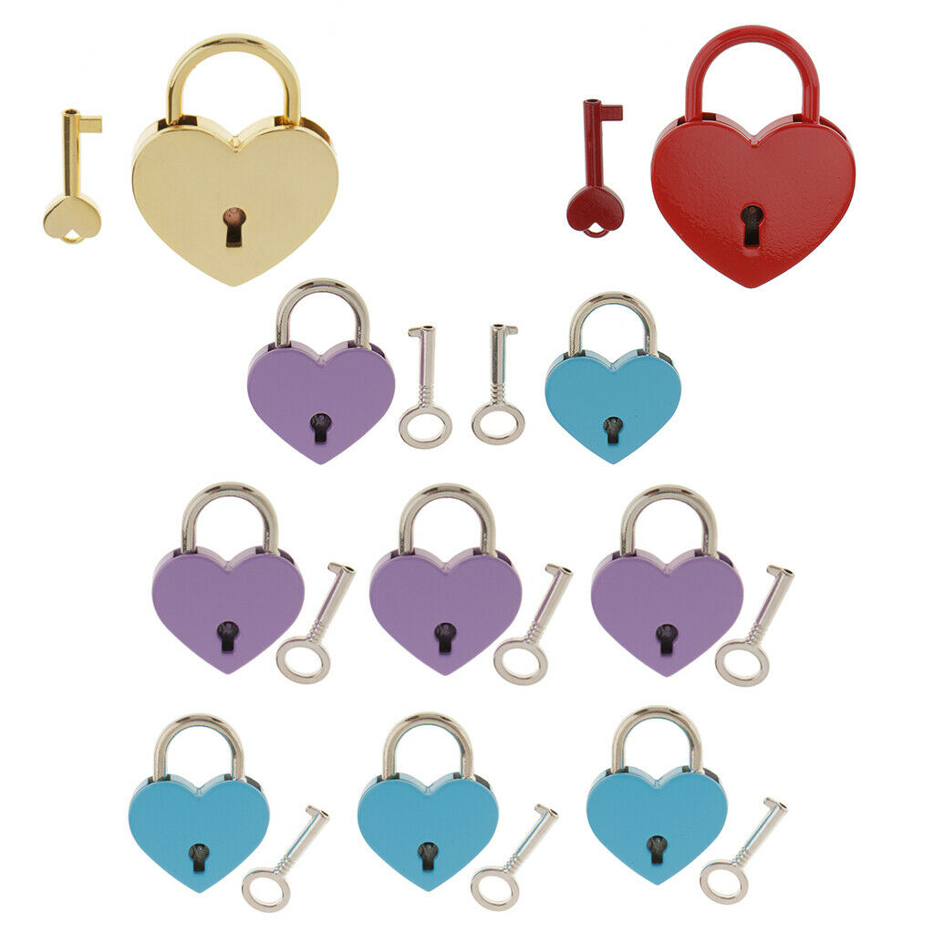 Mini Heart Shaped Padlock With Key Travel Luggage Safety Lock Set Red L