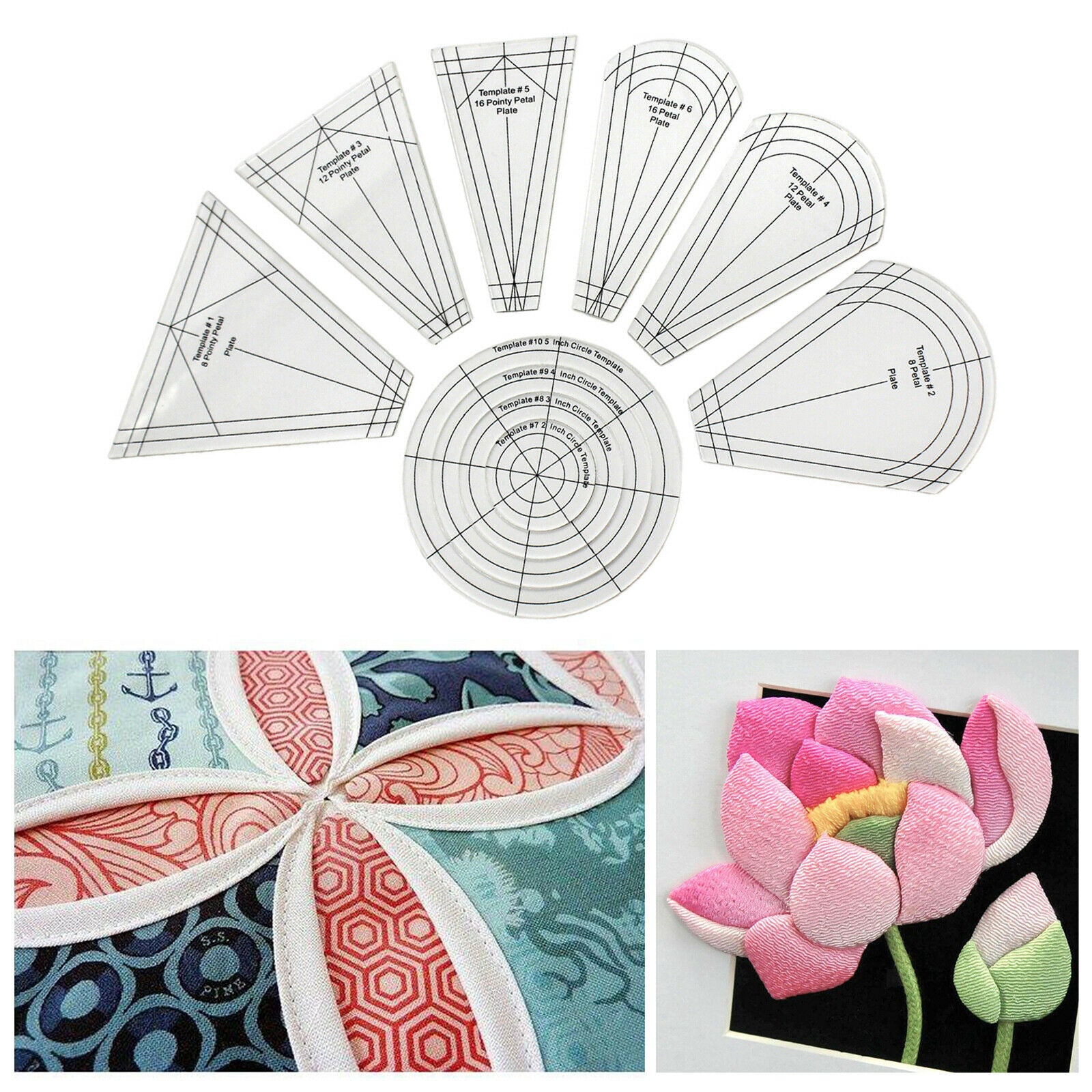 10pcs Regular Patchwork Quilt Ruler Plate Template