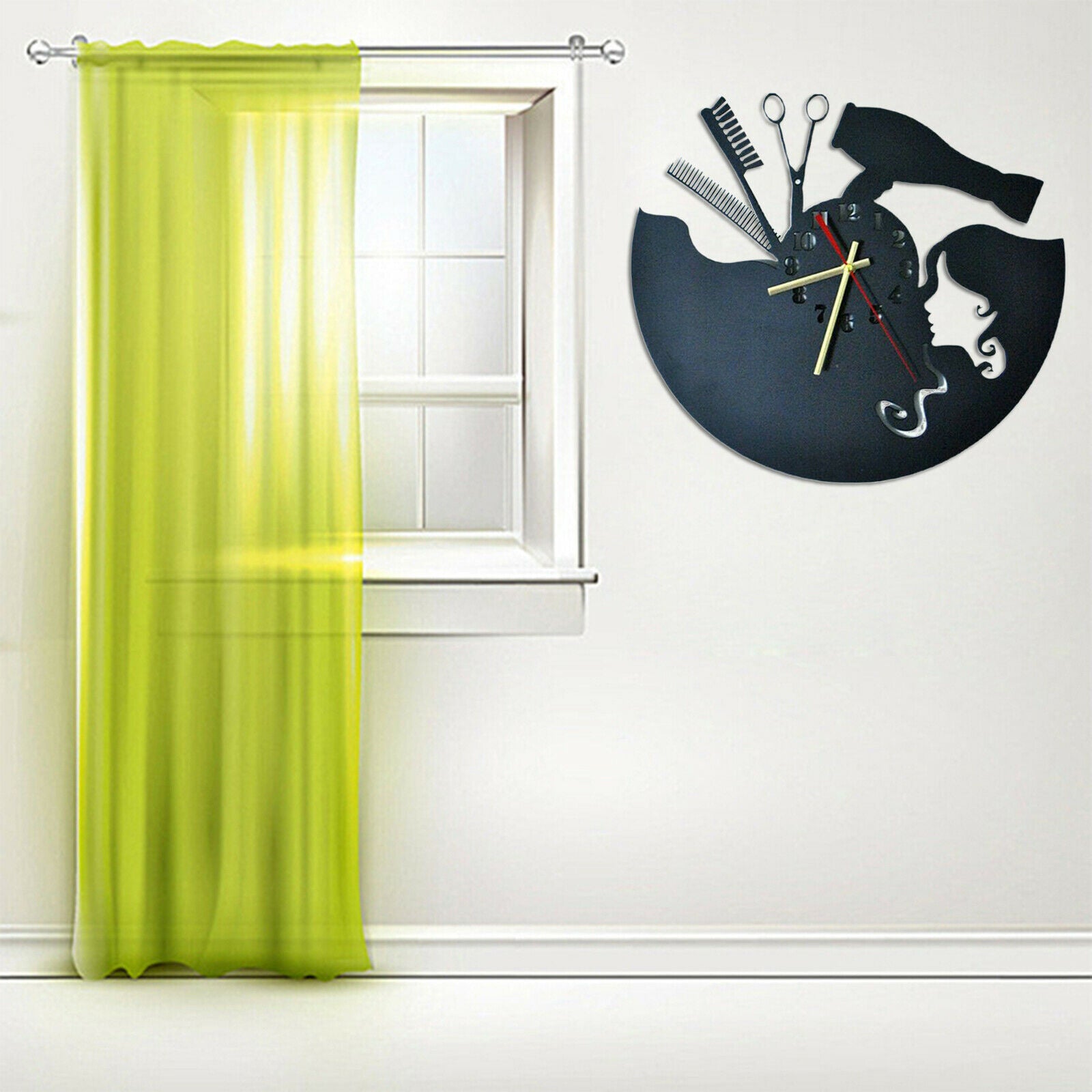 Hairdresser Wall Clock Easy to Read Silent Non Ticking for Wall Decor Gift