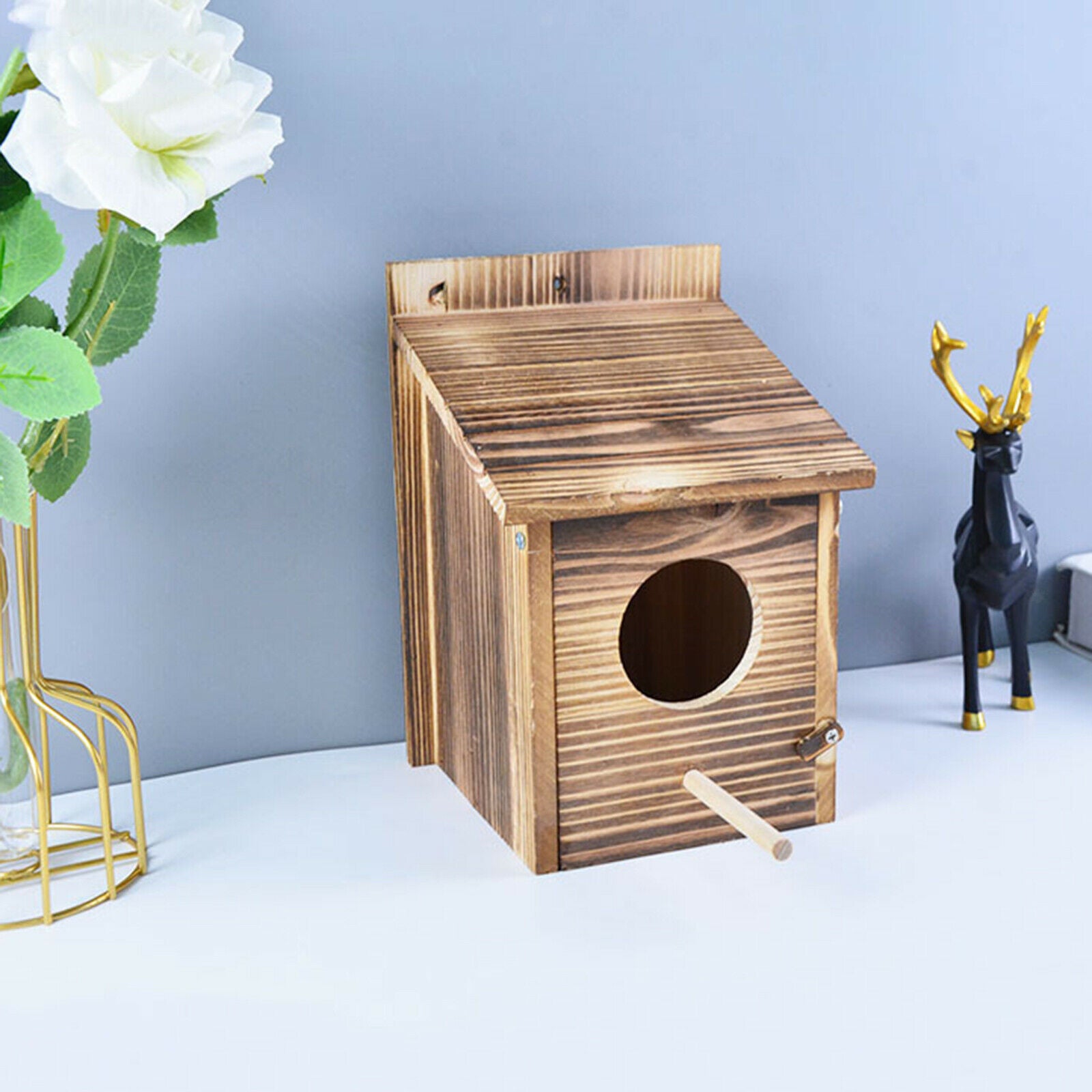 Shabby Wood Bird House Cage Outside Bird Breeding Hatching Box Birdhouse