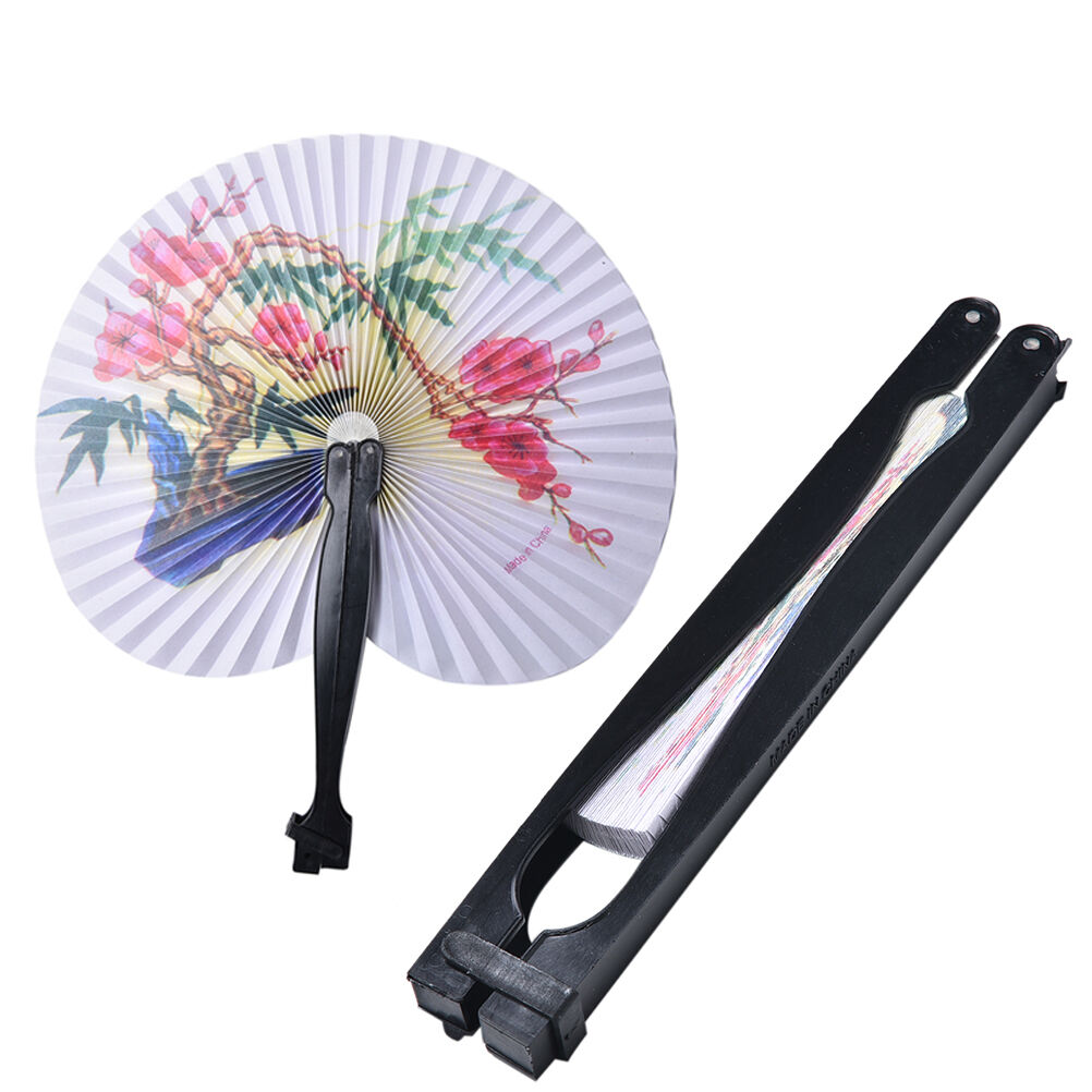 2 Pcs Paper Chinese Oriental Folding Hand Held Fans.Ideal Size For Handbag.l8