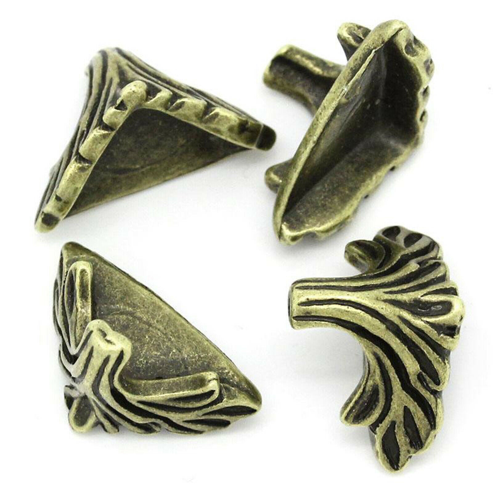 30pcs Decorative Bronze Metal Cabinet Box Corner Protectors Brackets Trinket