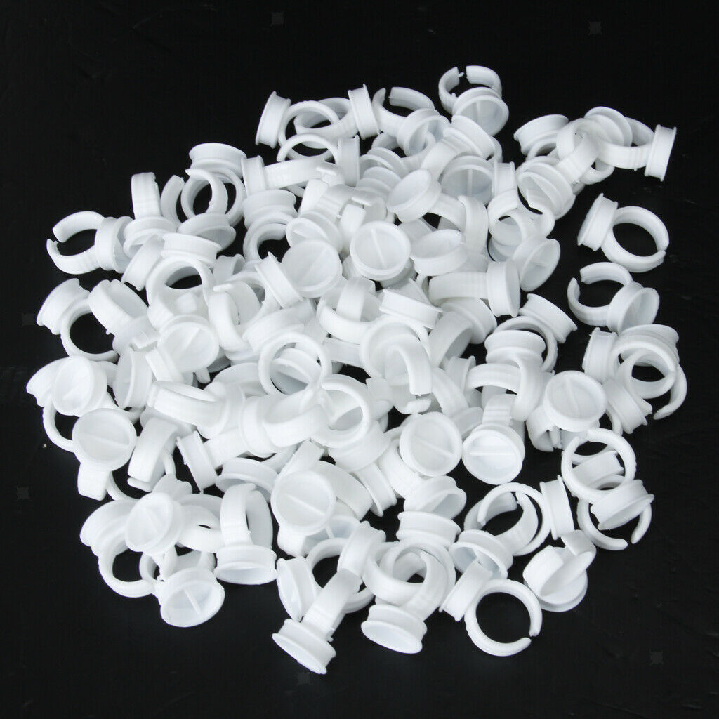 200Pcs Tattoo Ink Rings Nail Polish Eyebrow Lip Permanent Makeup Glue Cups