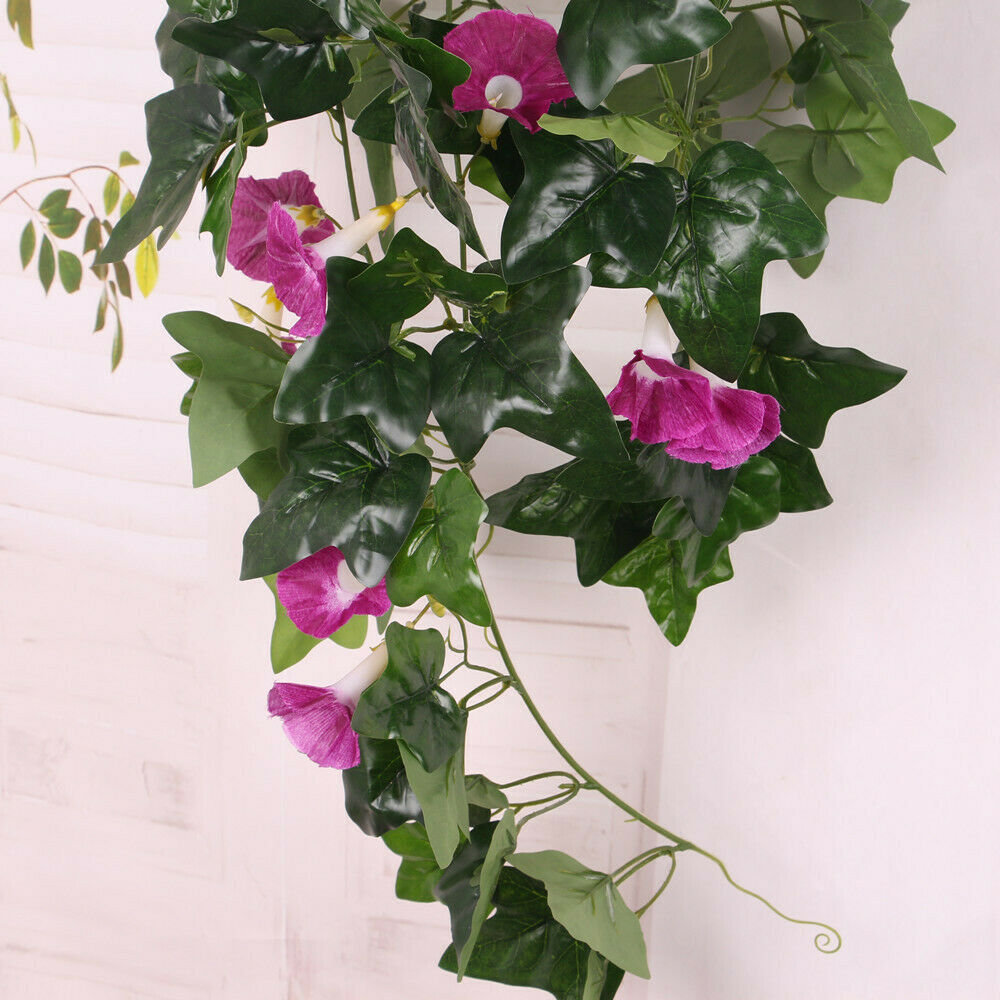 85cm Artificial Silk Flower Hanging Morning Glory Wedding Party Decor Purple