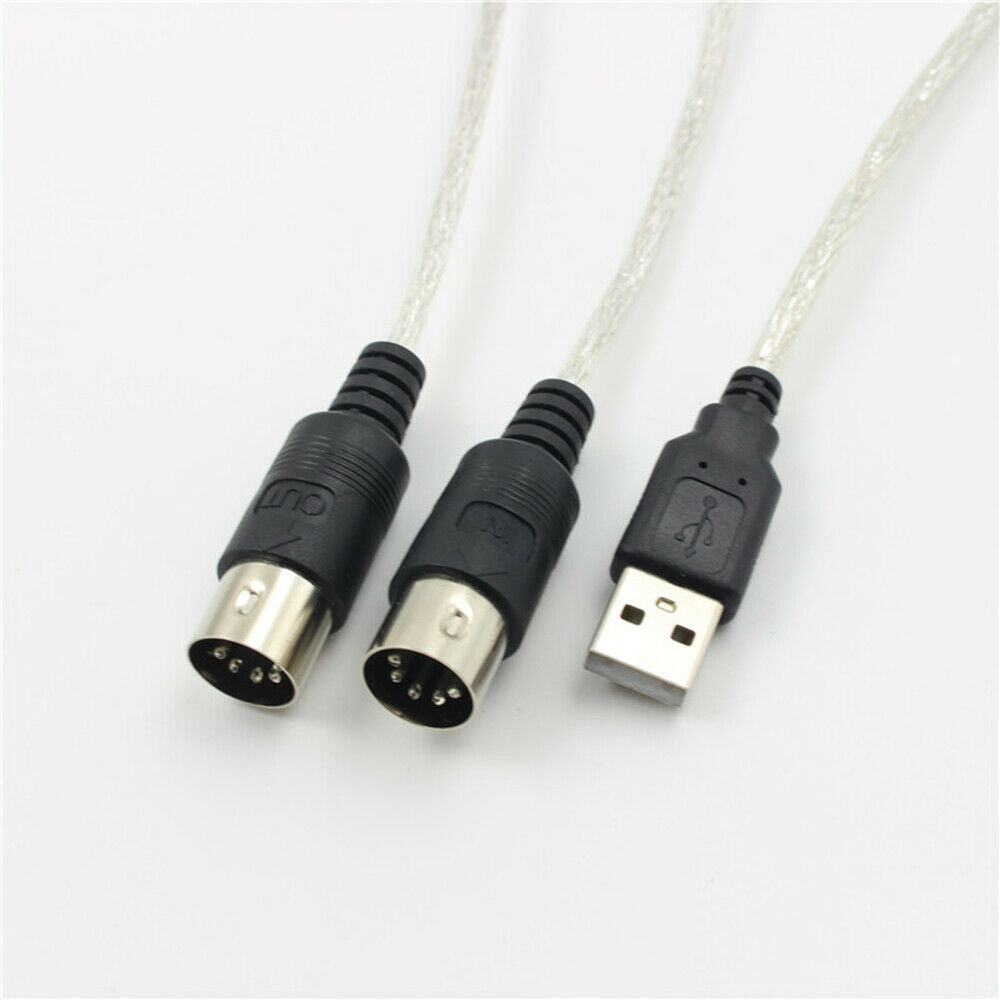 New Keyboard to PC Adapter MIDI 5 Pin to USB Music Recording Converter Interface