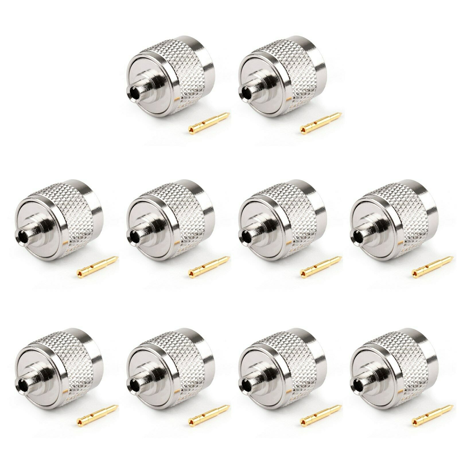 10X N Solder Plug Male RF Connector Solder For Semi-rigid.141" RG402 Straight CN