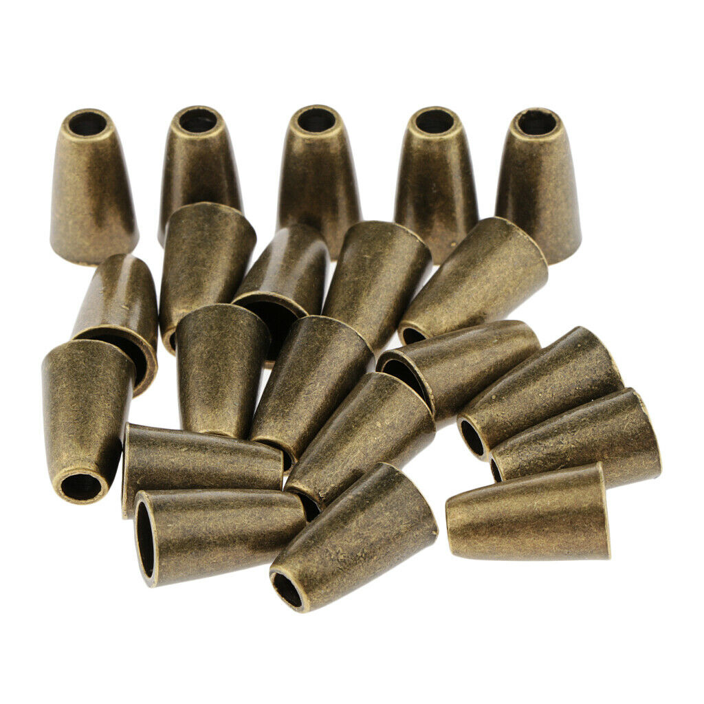 20x Conical Bell Rope Stopper Cord Lock Ends for Clothes Backpack Bronze