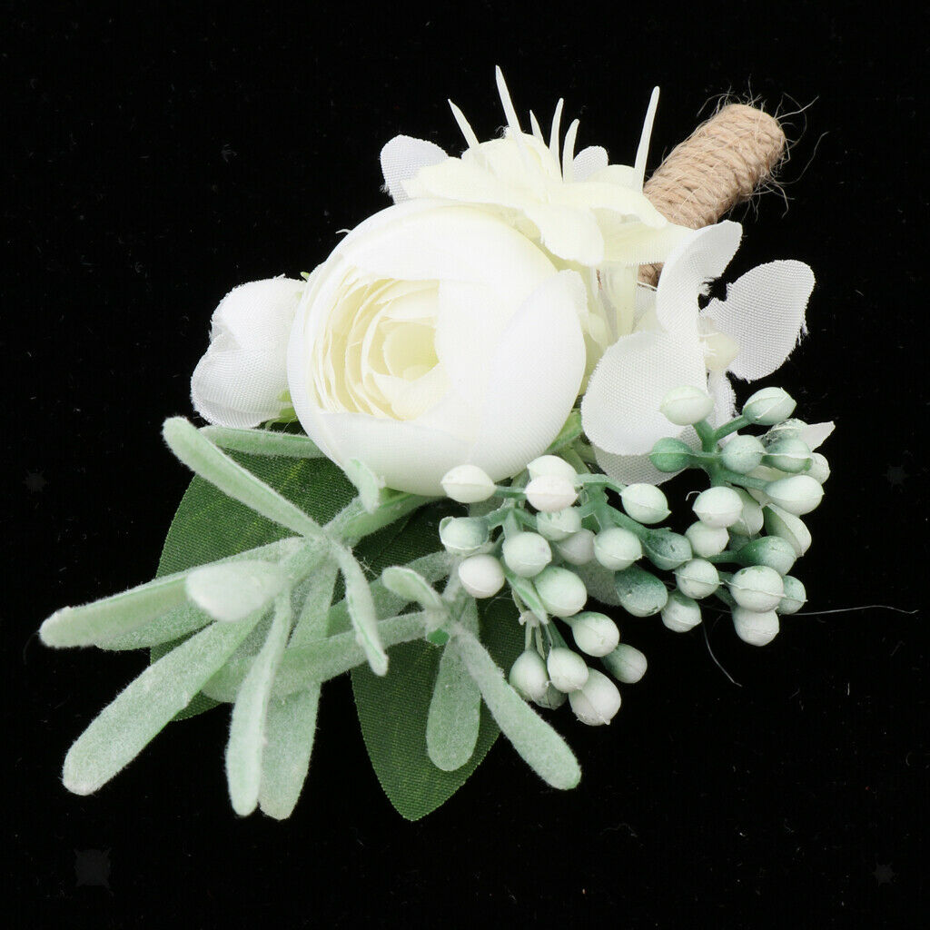 5pcs Rose Boutonniere Corsage Fabric for Grooms Groomsmen Brida Prom Party