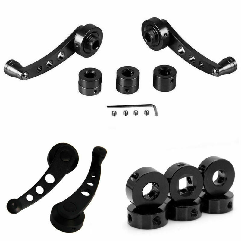 2 PCS 4.7" BILLET BLACK ALUMINUM CAR SUV WINDOW/DOOR WINDER GLASS HANDLES CRANKS
